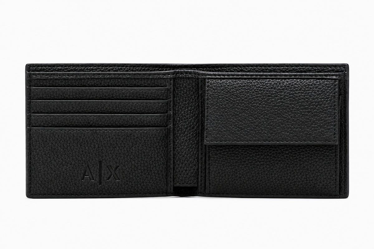 Portafoglio bifold texturizzato con logo e portamonete Nero XM000167 AF26663 UC001 ARMANI EXCHANGE