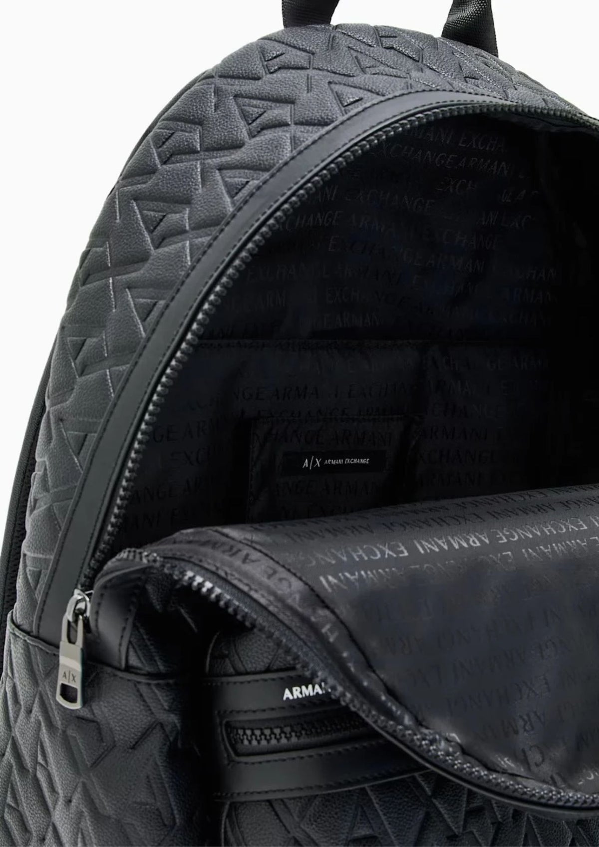 Zaino con motivo in rilievo e tasca frontale con zip Nero XM000237 AF12133 UC001 ARMANI EXCHANGE