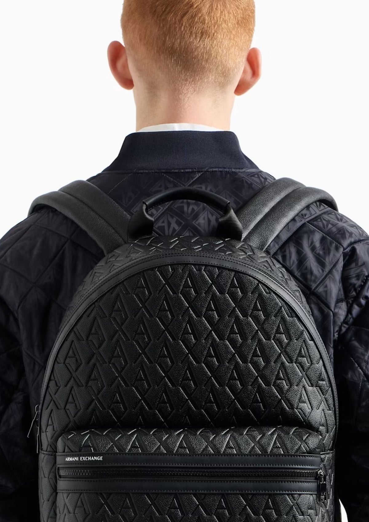 Zaino con motivo in rilievo e tasca frontale con zip Nero XM000237 AF12133 UC001 ARMANI EXCHANGE