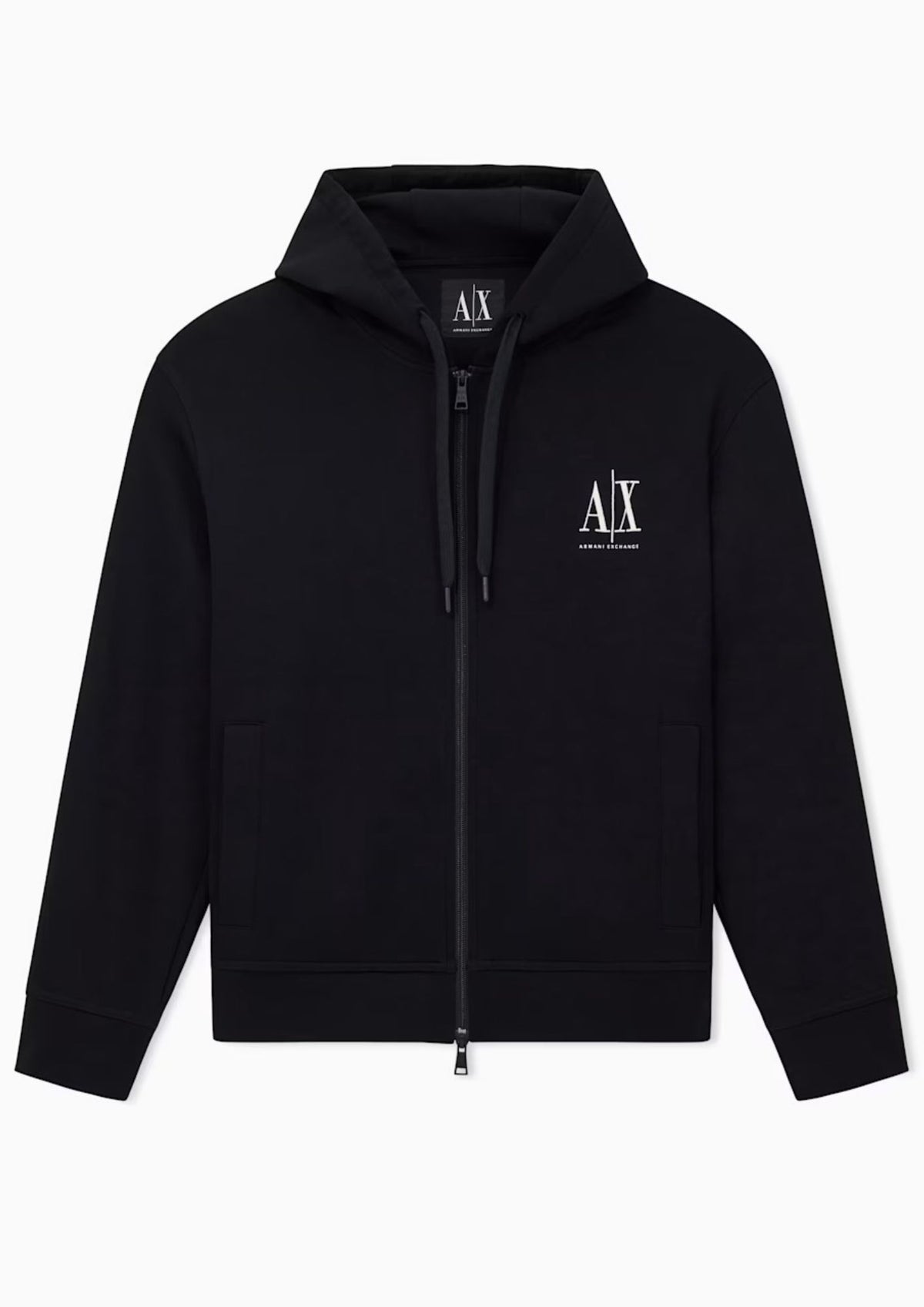 Felpa fullzip con cappuccio e logo in cotone stretch Icon Nera XM000371 AF10818 UC001 ARMANI EXCHANGE