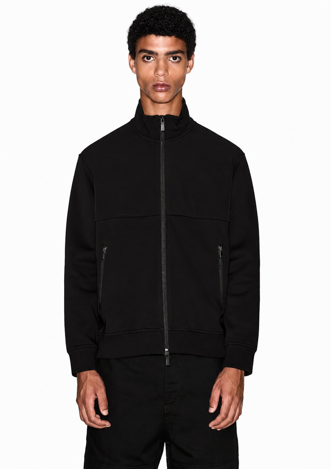 Giubbino full zip in cotone con collo alto Essential Nera XM001564 AF10818 UC001 ARMANI EXCHANGE
