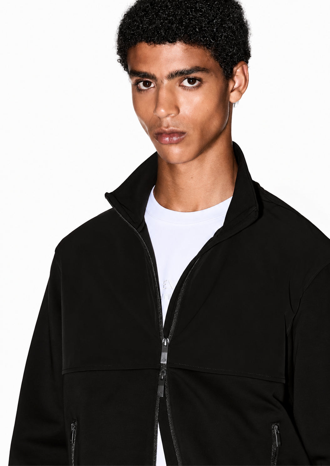 Giubbino full zip in cotone con collo alto Essential Nera XM001564 AF10818 UC001 ARMANI EXCHANGE