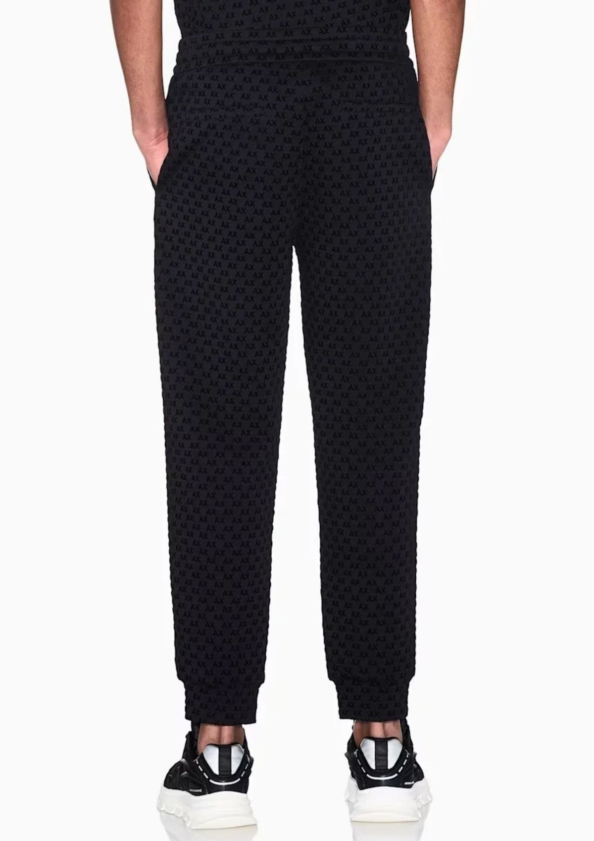 Pantaloni joggers in jersey con logo all over Nero XM002904 AF10818 UC001 ARMANI EXCHANGE