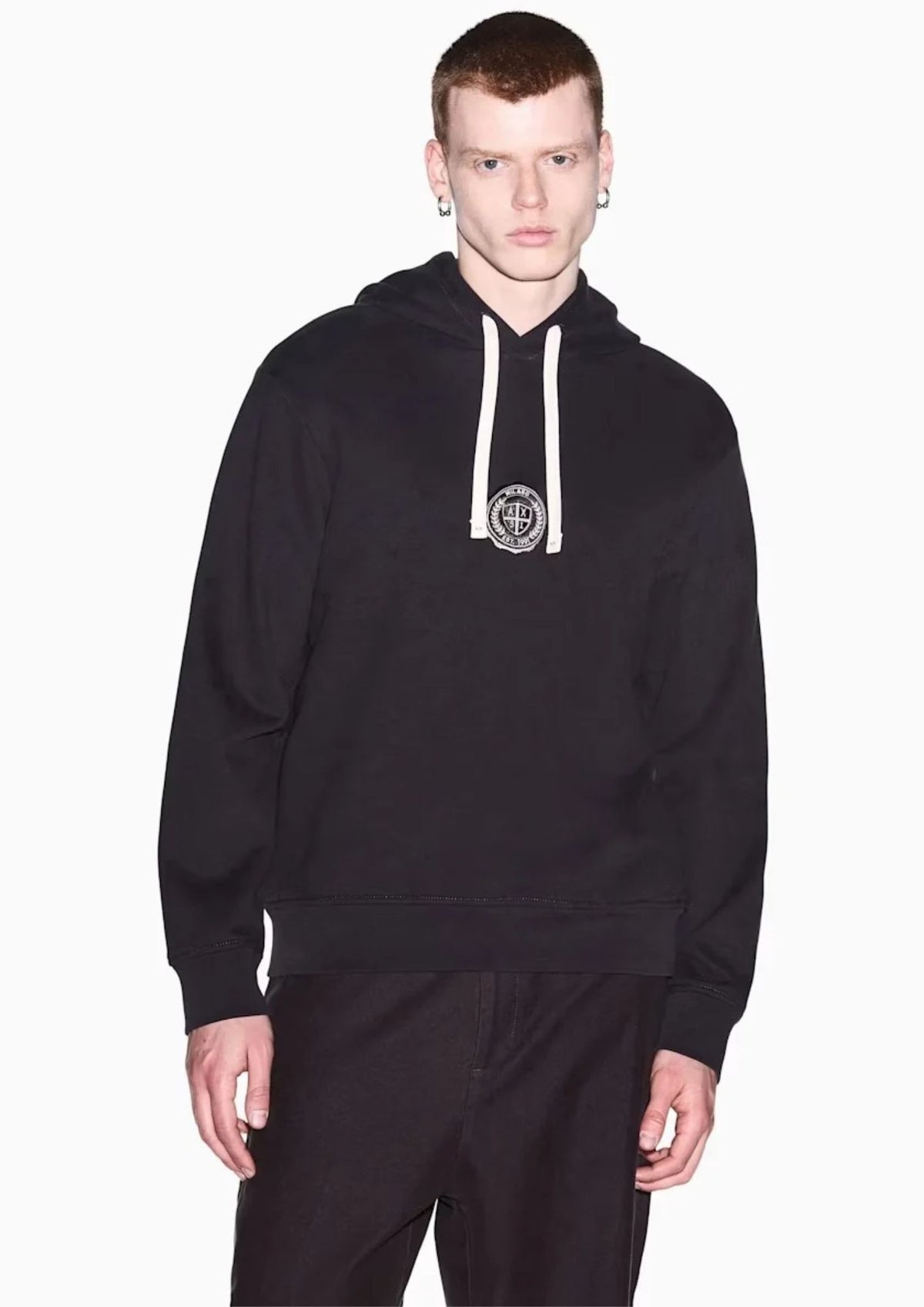 Felpa Crossover in cotone con cappuccio e logo Grigia XM002912 AF26047 U8128 ARMANI EXCHANGE