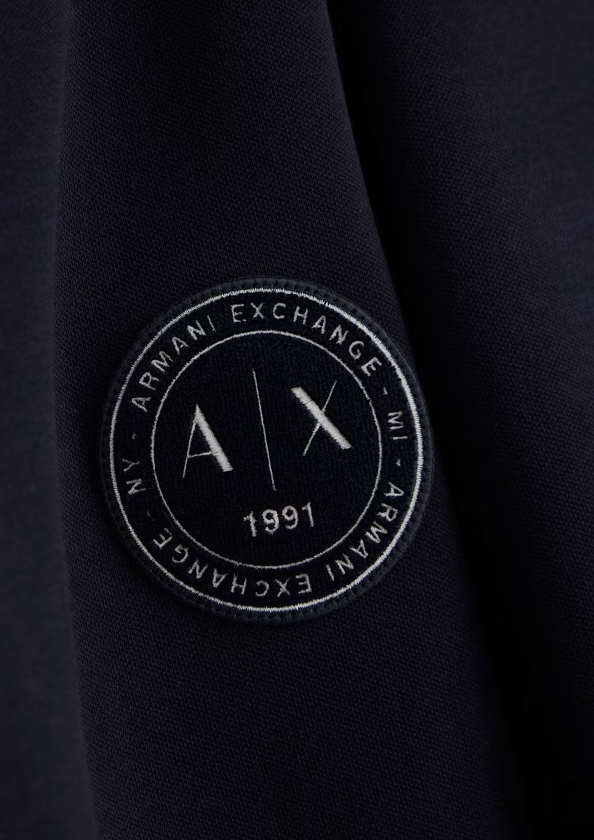 Felpa girocollo in piquet stretch con patch logo circolare Deep Navy XM002929 AF16222 UB101 ARMANI EXCHANGE