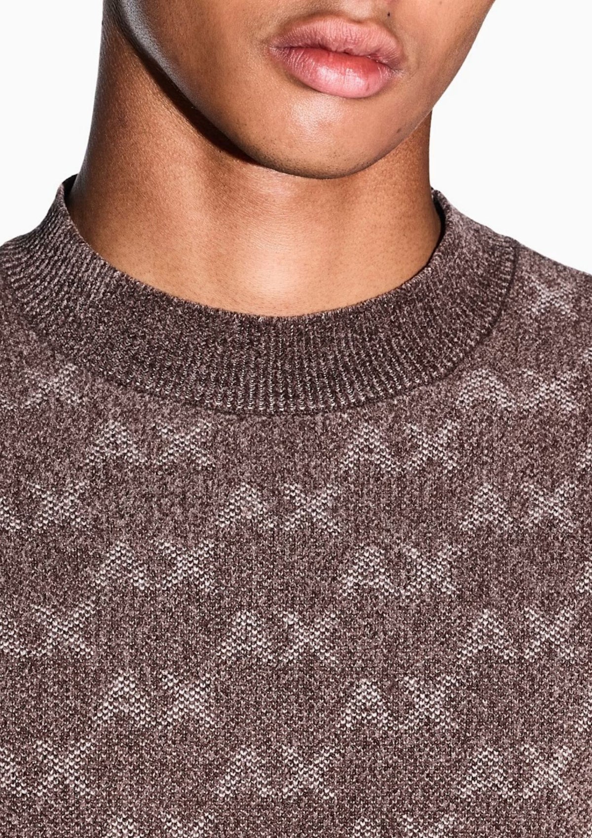 Pullover girocollo con logo all over e bordi a costine Beige Falcon XM002992 AF16916 F6236 ARMANI EXCHANGE