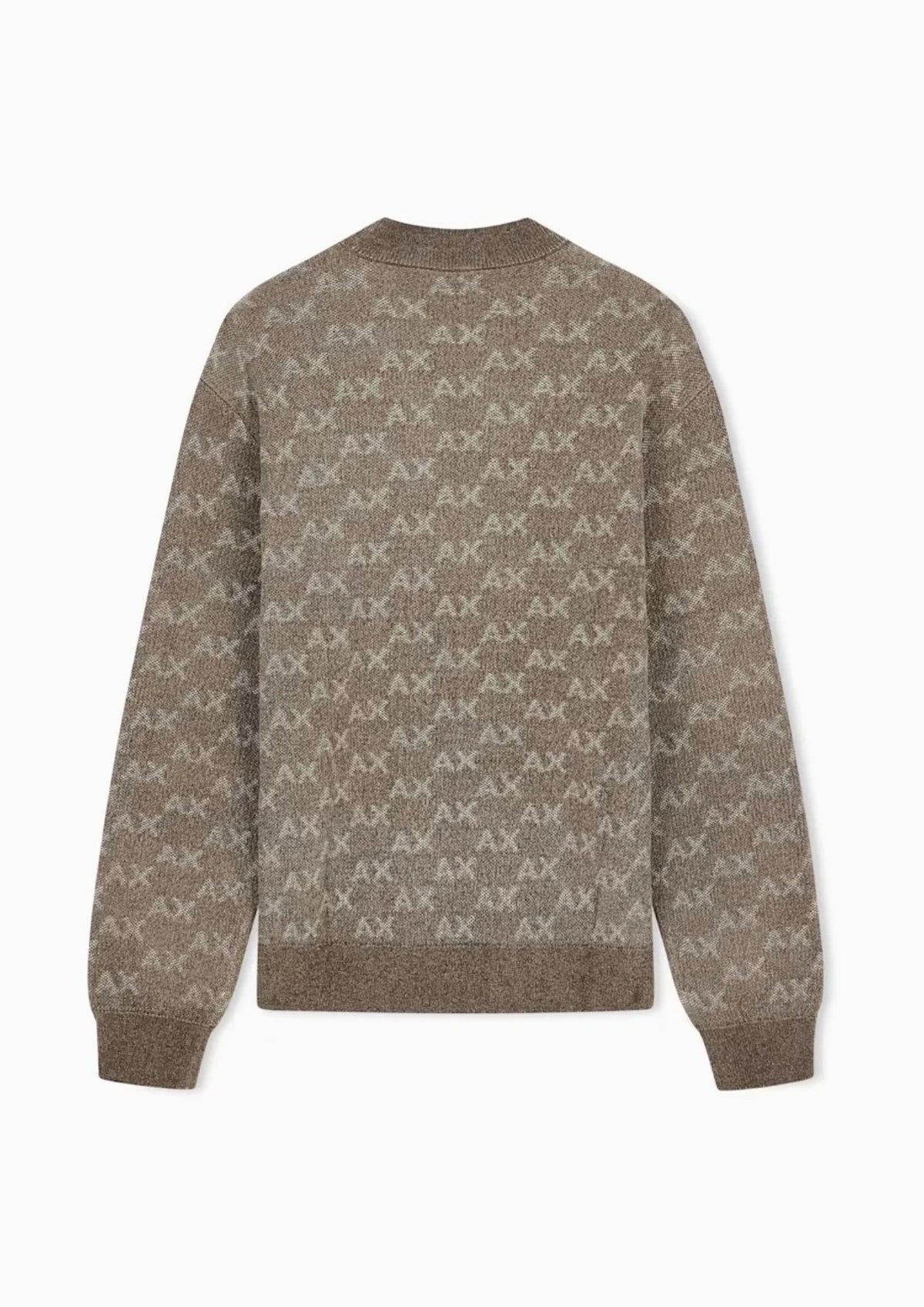 Pullover girocollo con logo all over e bordi a costine Beige Falcon XM002992 AF16916 F6236 ARMANI EXCHANGE