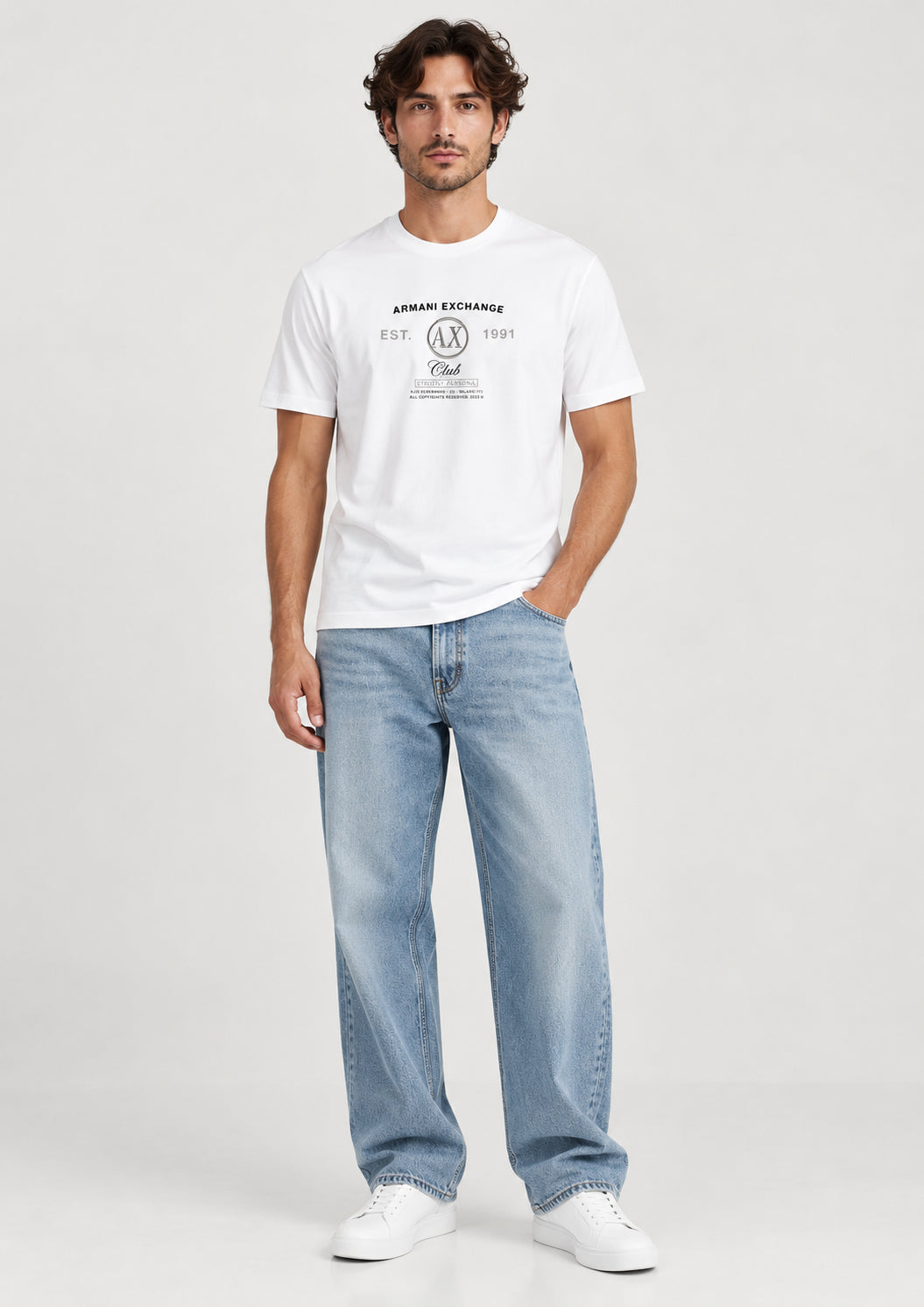T-shirt vestibilità regular in jersey di cotone Bianca XM003067 AF10358 U0009 ARMANI EXCHANGE