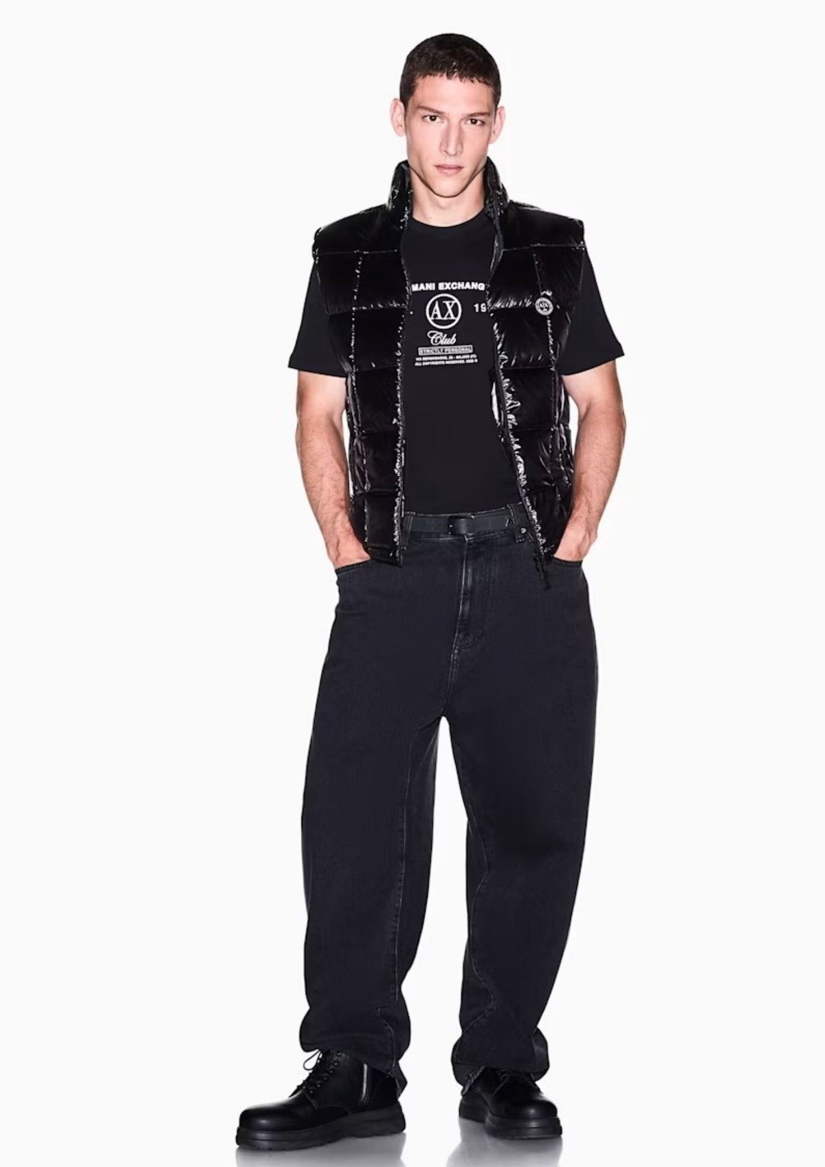 T-shirt vestibilità regular in jersey di cotone Nera XM003067 AF10358 UC001 ARMANI EXCHANGE
