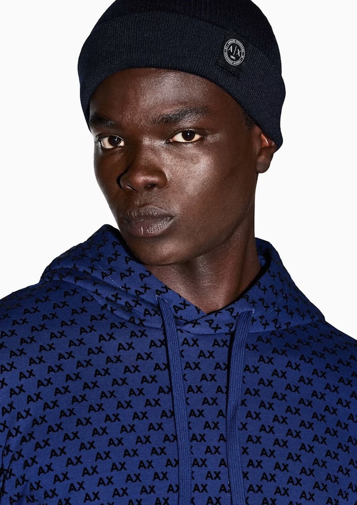 Berretto a coste in misto lana e cotone con risvolto Deep Navy XM003124 AF10348 UB101 ARMANI EXCHANGE