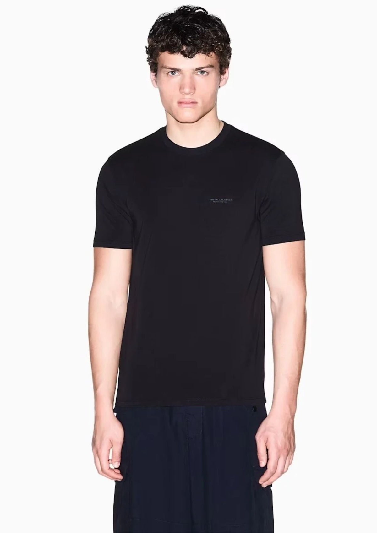 T-shirt a taglio slim in jersey di cotone stretch Nera XM003141 AF26650 UC001 ARMANI EXCHANGE