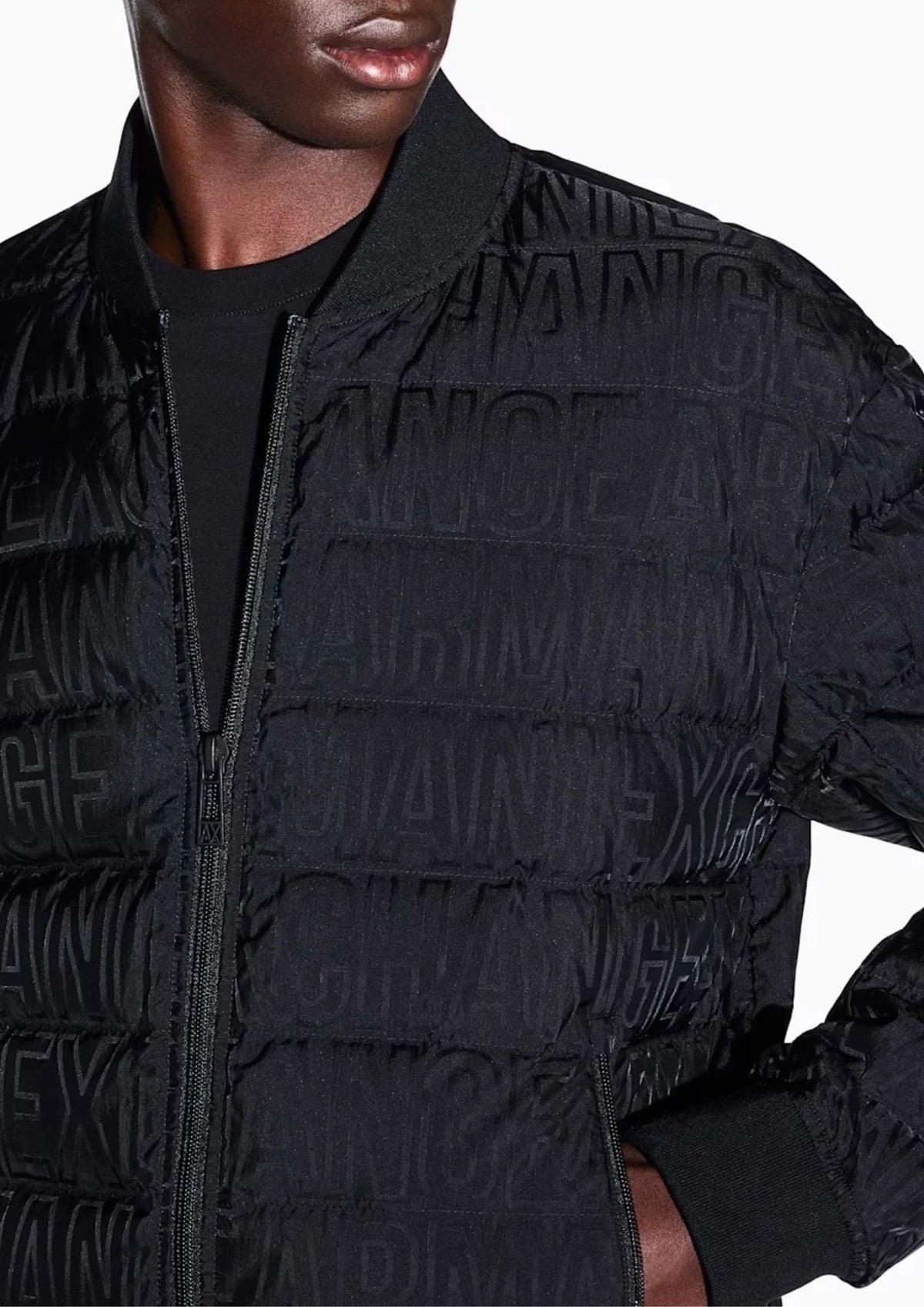 Piumino in nylon jacquard con dettagli in maglia Nero XM003310 AF28563 FC340 ARMANI EXCHANGE