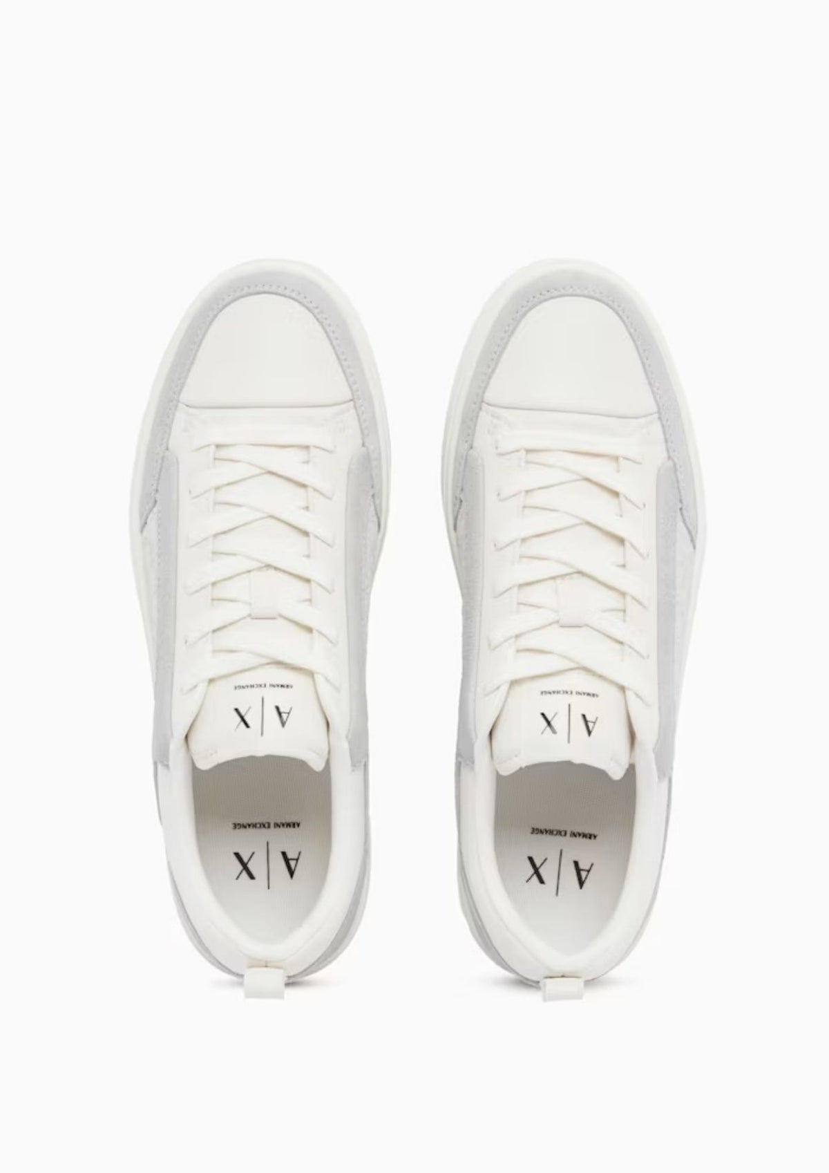Sneakers in pelle con inserti in camoscio e motivo logo Bianche XM003388 AF27475 U0003 ARMANI EXCHANGE