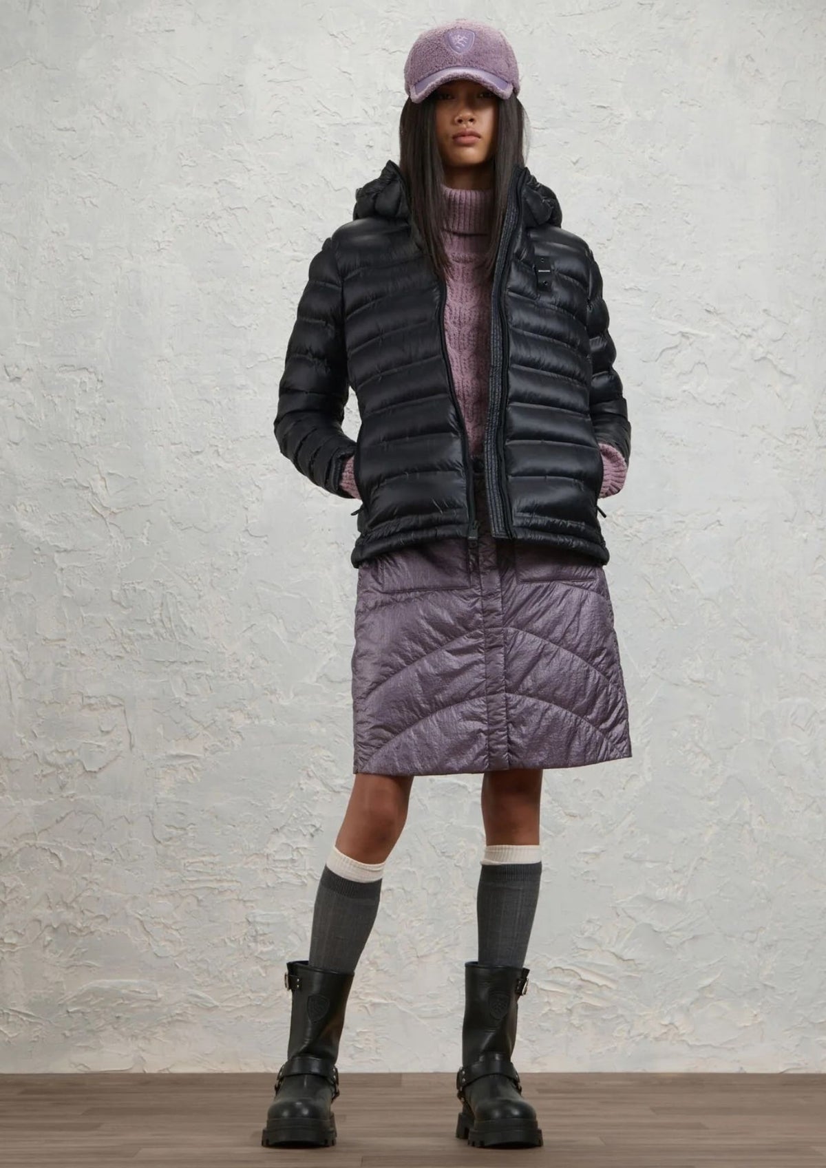 Giubbino Corto Imobbito in Ovatta Termica Ellis Nero Grigio Nebbia BLDC02221 7284 999EB BLAUER