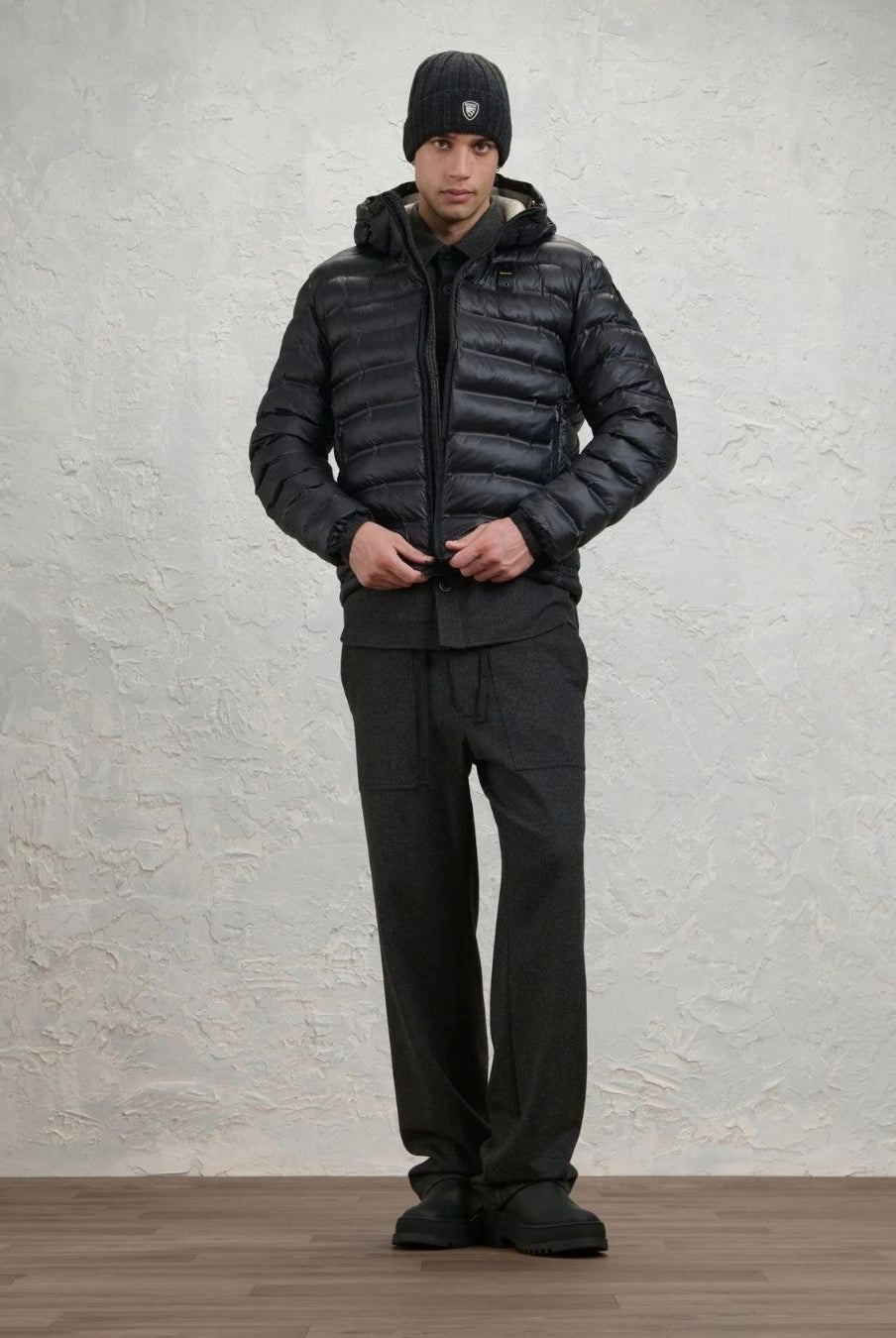 Giubbino Corto Imbottito Ovatta Termica Charles Nero Int. Grigio Nebbia BLUC02218 7284 999EB BLAUER