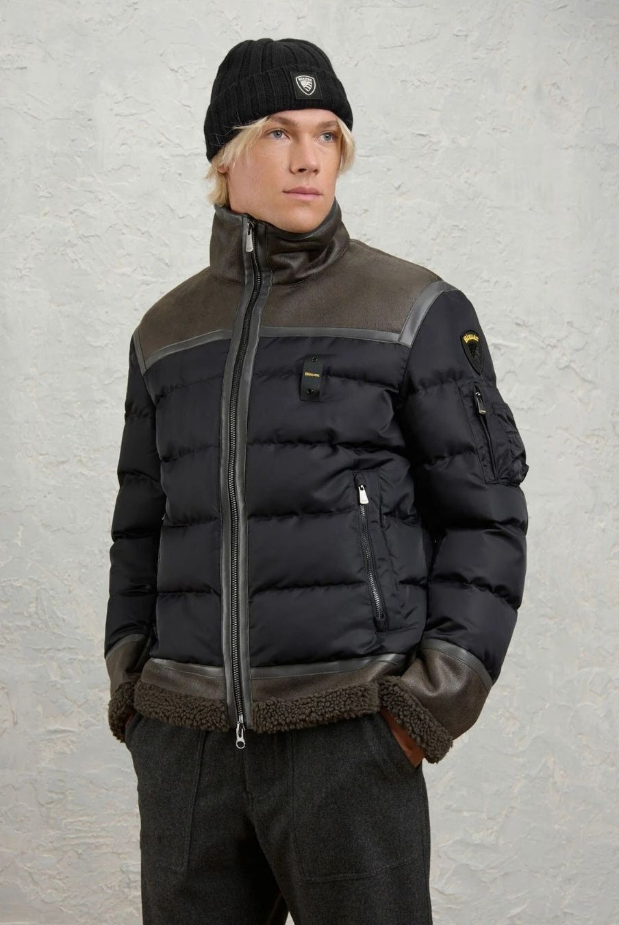 Giubbetto con inserti in Montone Organ New Nero BLUC02240 7280 999 BLAUER