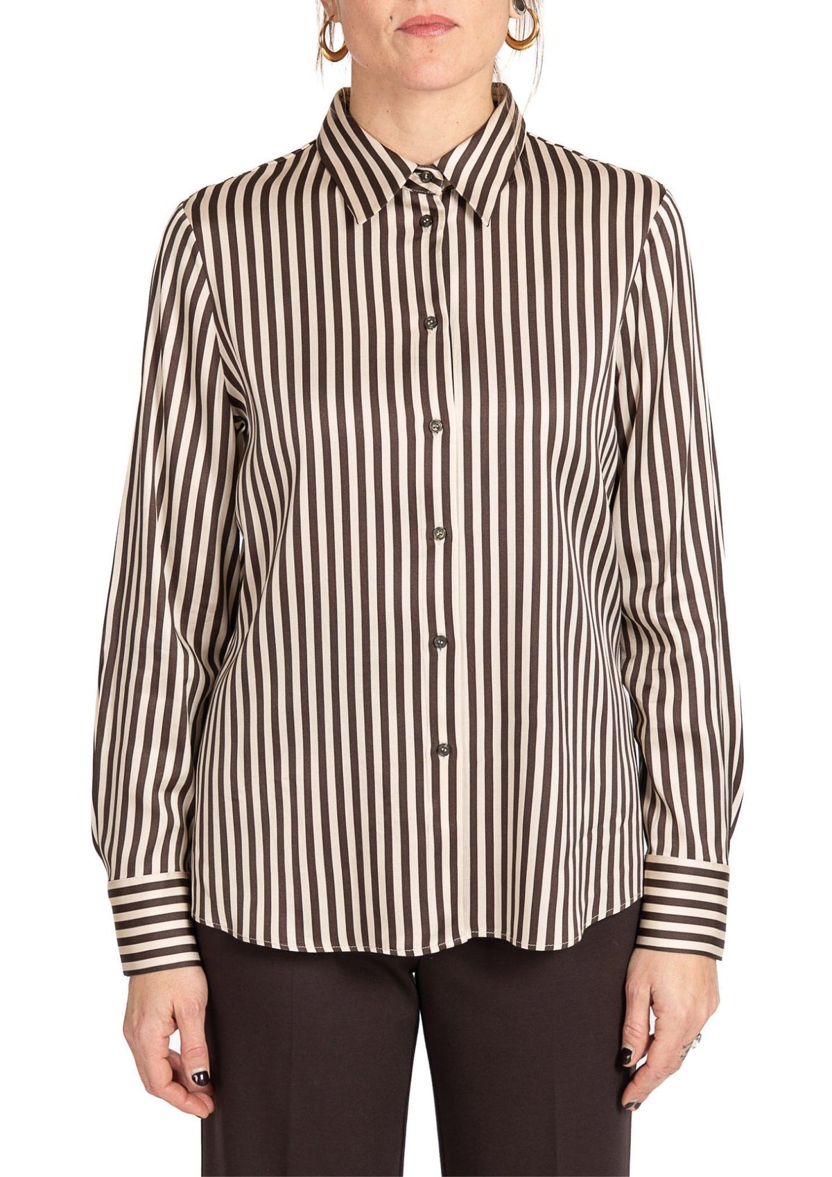 Camicia Donna in Raso Righe Moro Crema 5383R103211N 43 DIANA GALLESI