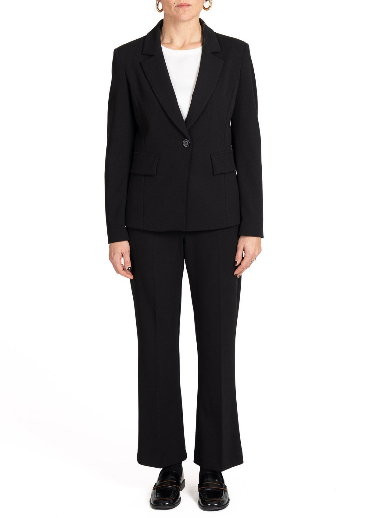 Tailleur Donna con Blazer Monopetto e Pantaloni Leggermente Svasati Nero 6J39R000074N 33 DIANA GALLESI
