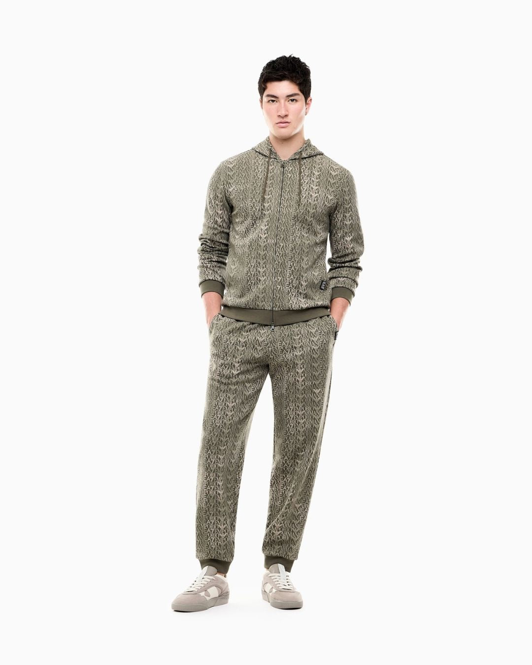 Felpa Logo Series full zip con cappuccio in misto cotone Verde 7M002206 AF12660 F7011 EA7 EMPORIO ARMANI
