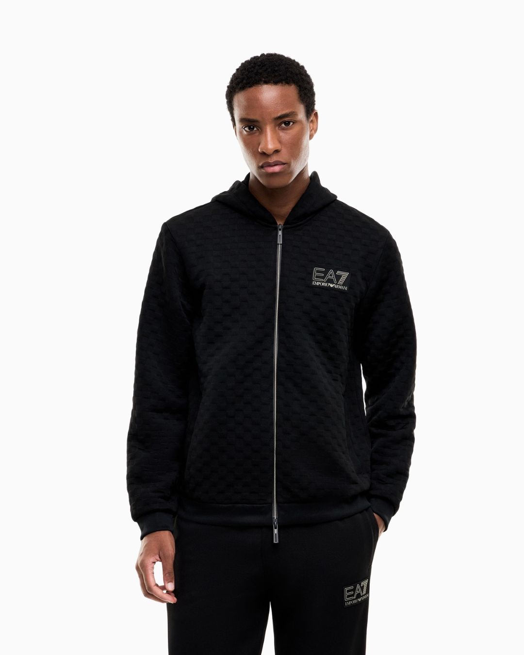 Felpa Premium Label con cappuccio e zip intera Nero 7M002247 AF26241 UC001 EA7 EMPORIO ARMANI