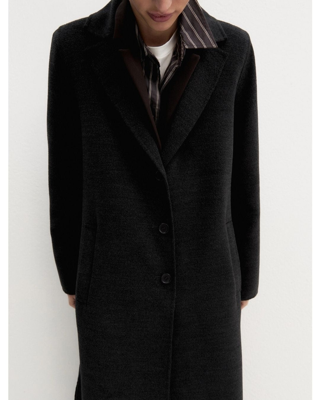Cappotto lungo in double Grigio Scuro Melange 2625016031200 011 EMME MARELLA