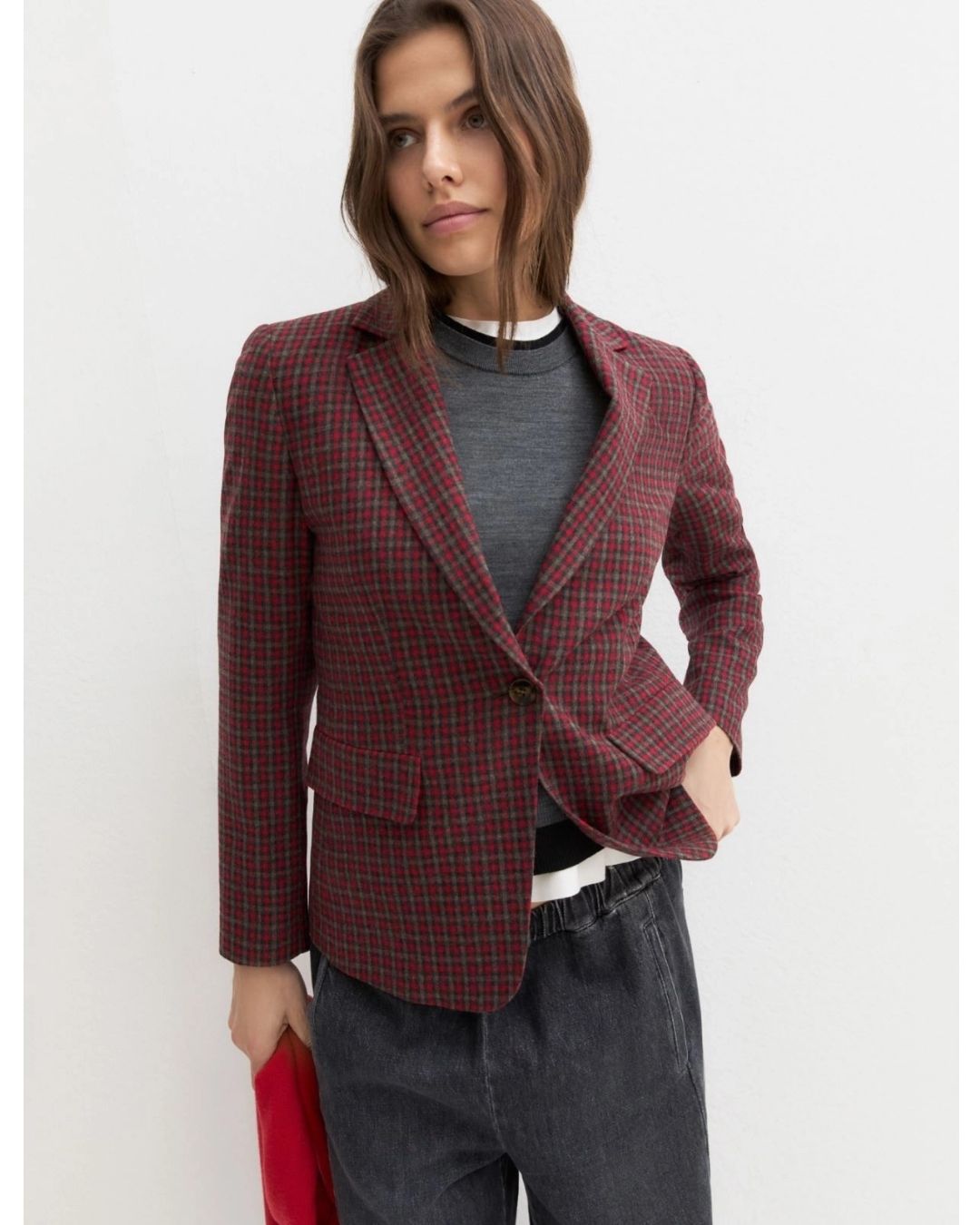 Blazer monopetto in flanella stretch Rosso 2625046032200 007 EMME MARELLA