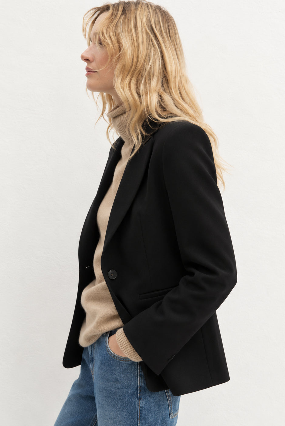 Blazer semiaderente in twill stretch Blu Navy 2625046131200 005 EMME MARELLA