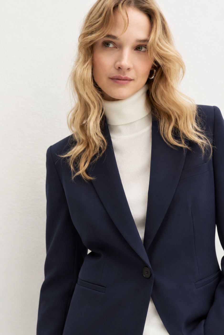 Blazer semiaderente in twill stretch Blu Navy 2625046131200 005 EMME MARELLA
