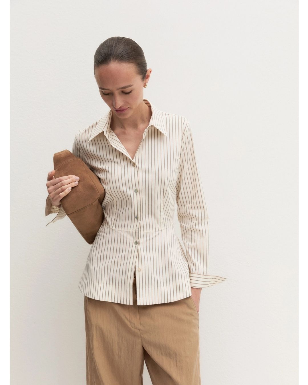 Camicia in popeline con taglio in vita Bianco lana 2625116014200 001 EMME MARELLA