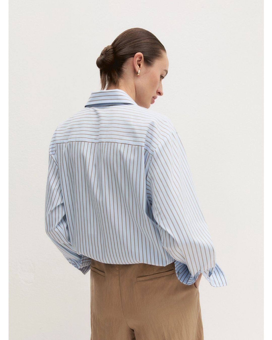 Camicia balloon in popeline stretch Azzurro 2625116024200 002 EMME MARELLA