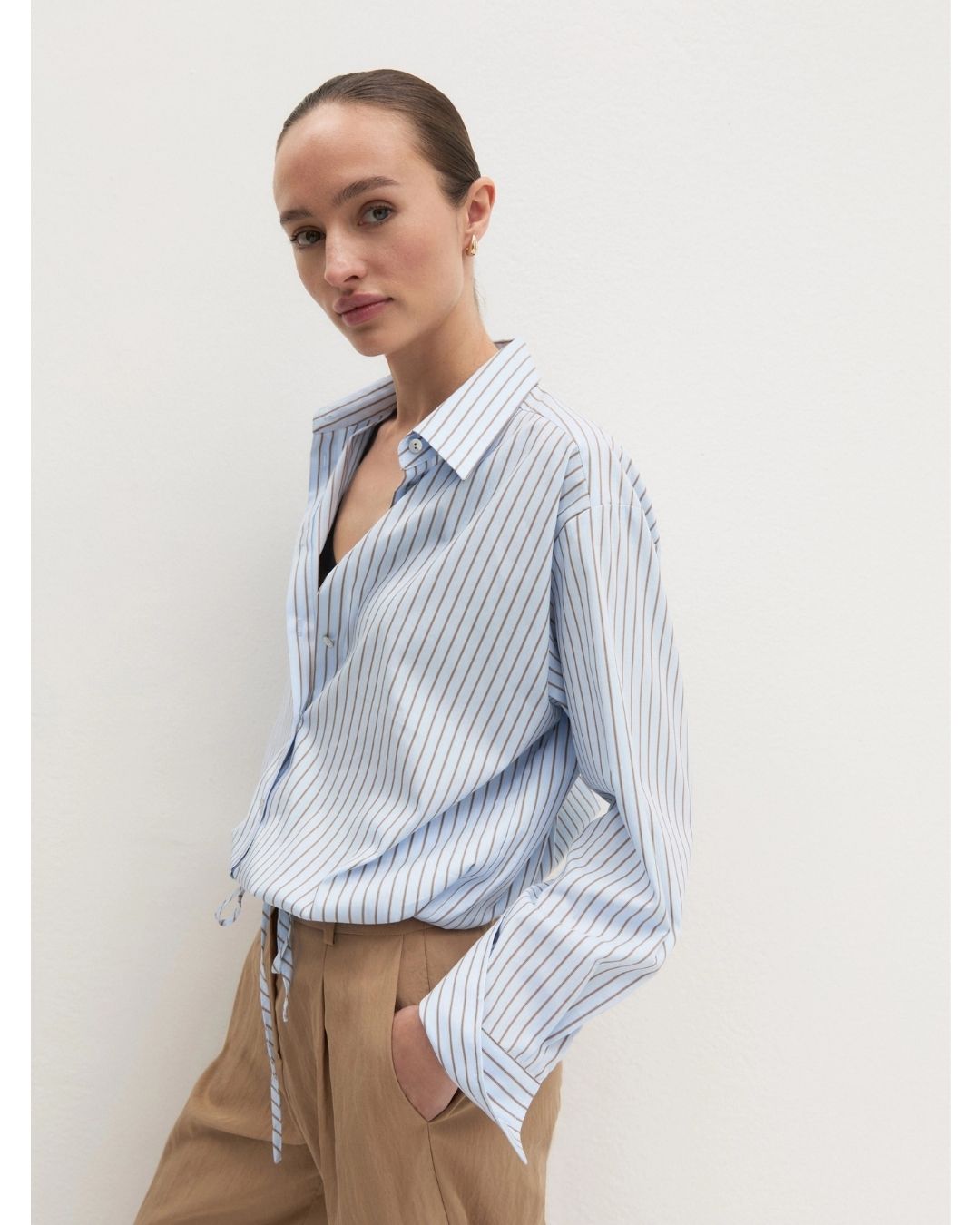 Camicia balloon in popeline stretch Azzurro 2625116024200 002 EMME MARELLA
