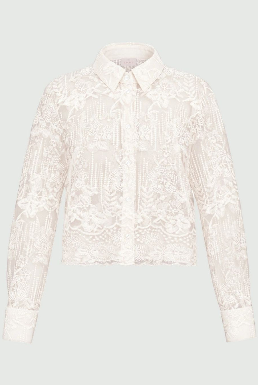 Camicia cropped in tulle ricamato Bianco lana 2625116044200 001 EMME MARELLA