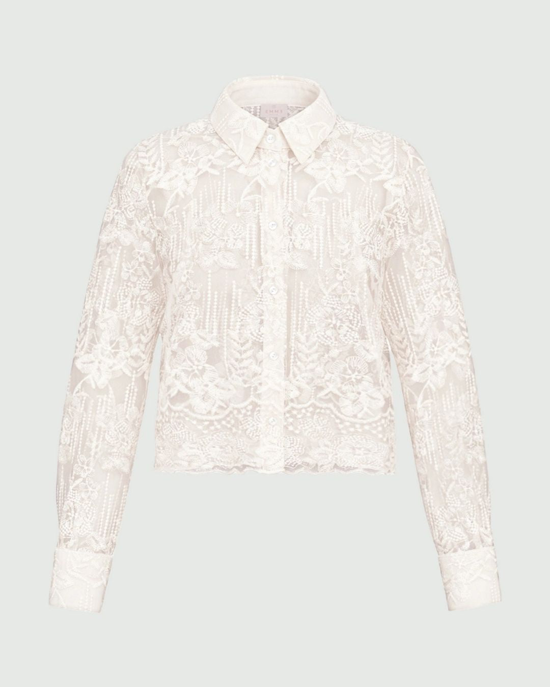 Camicia cropped in tulle ricamato Bianco lana 2625116044200 001 EMME MARELLA