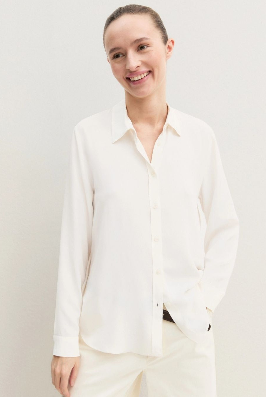 Camicia dritta in misto seta Bianco lana 2625116051200 001 EMME MARELLA