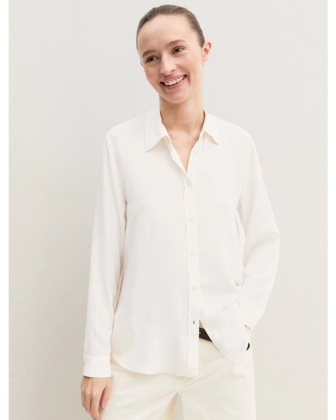 Camicia dritta in misto seta Bianco lana 2625116051200 001 EMME MARELLA