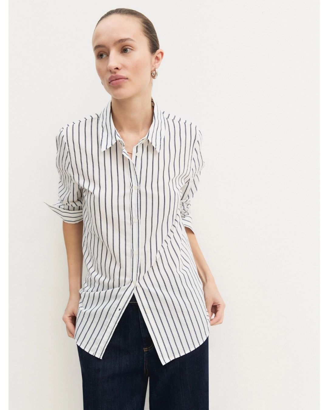 Camicia a maniche lunghe in misto cotone Bianco lana 2625116061200 002 EMME MARELLA