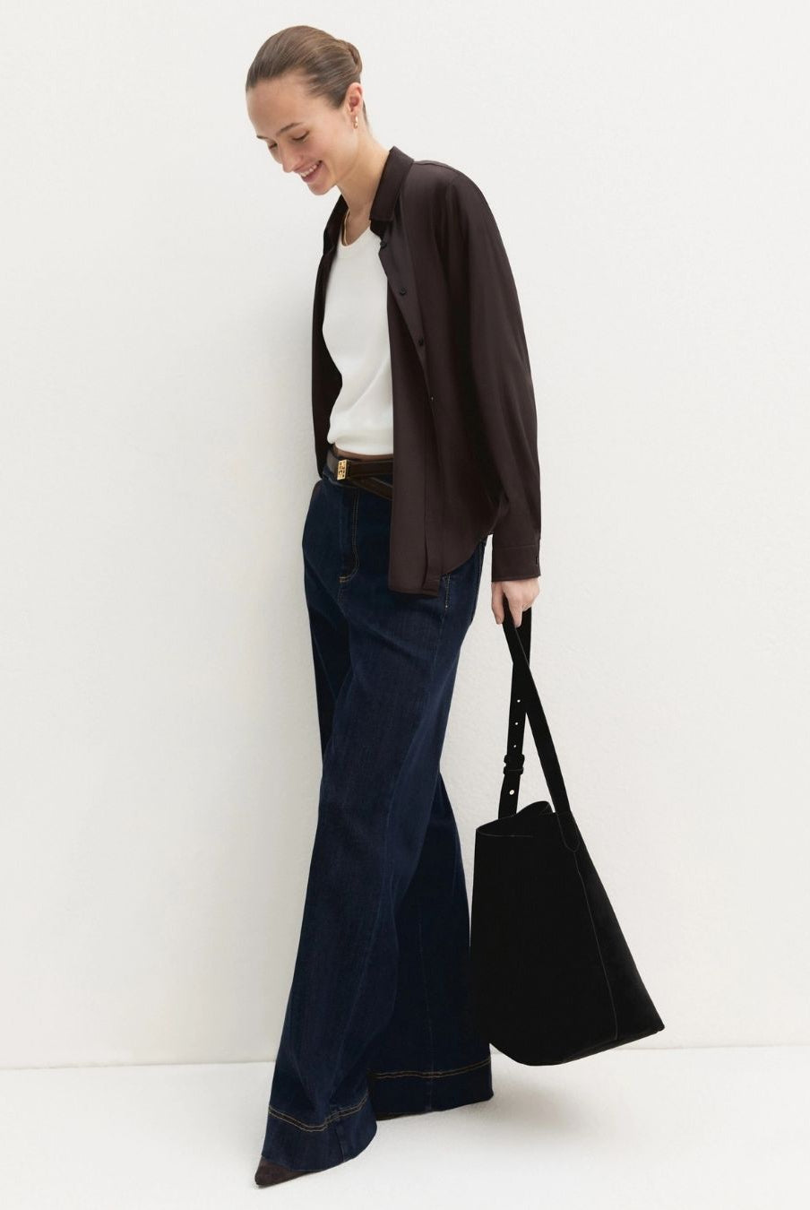 Camicia in raso stretch Testa di moro 2625116081200 011 EMME MARELLA