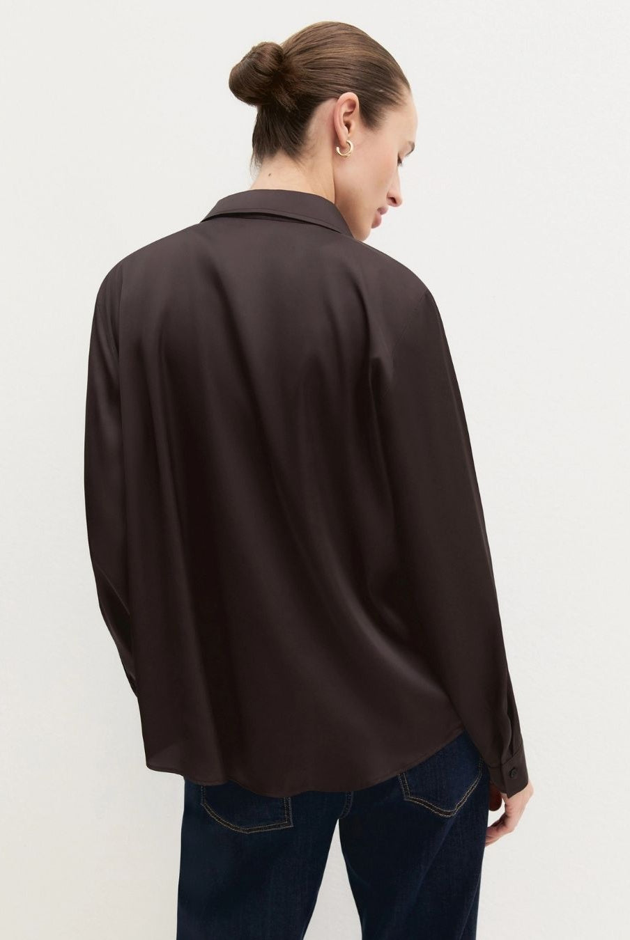 Camicia in raso stretch Testa di moro 2625116081200 011 EMME MARELLA