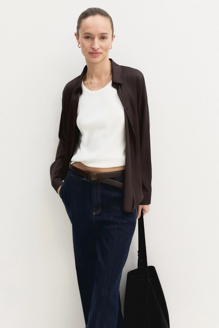 Camicia in raso stretch Testa di moro 2625116081200 011 EMME MARELLA