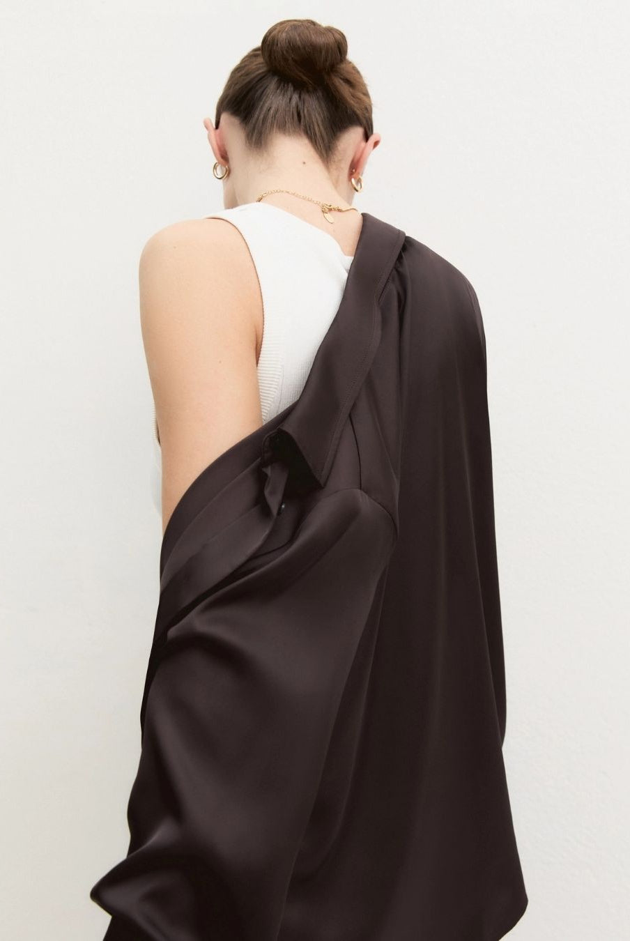 Camicia in raso stretch Testa di moro 2625116081200 011 EMME MARELLA