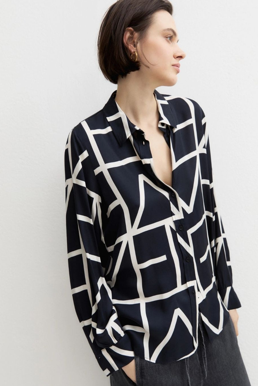 Camicia in twill di viscosa Blu 2625116102200 008 EMME MARELLA