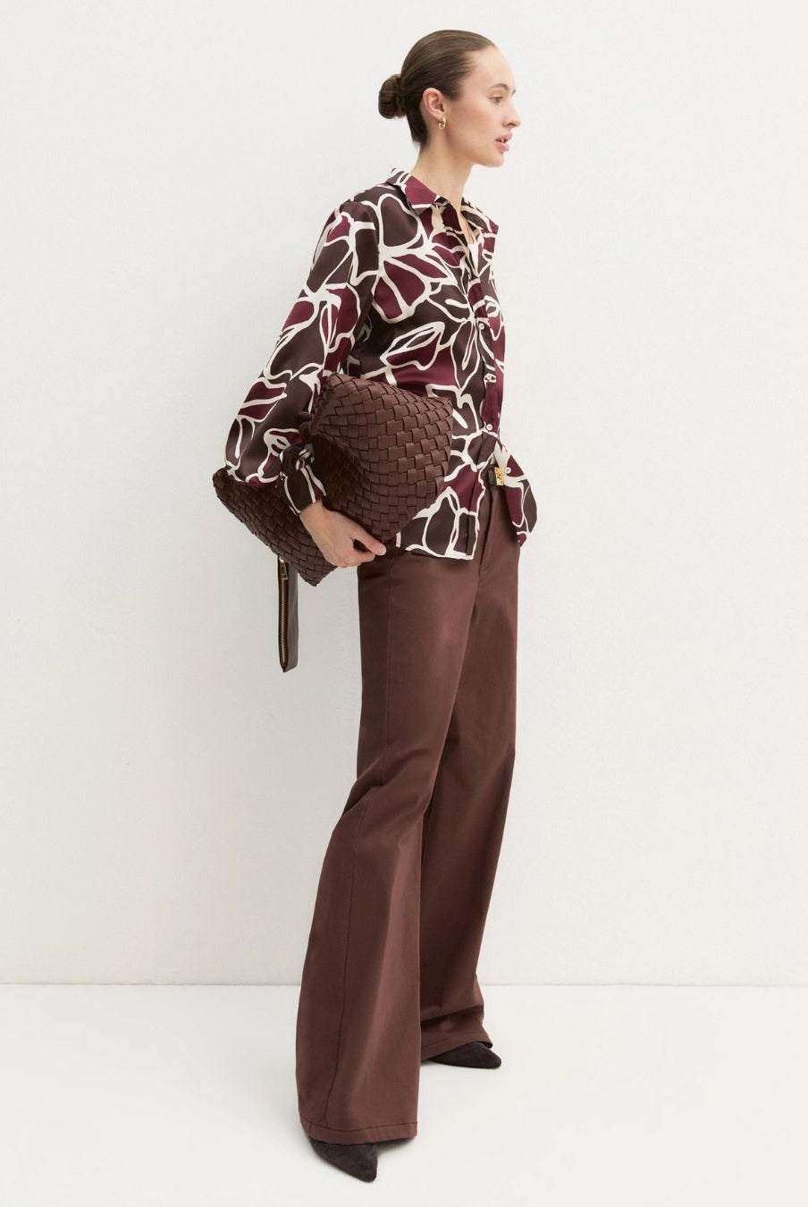 Camicia in twill stampato Marrone 2625116161200 002 EMME MARELLA