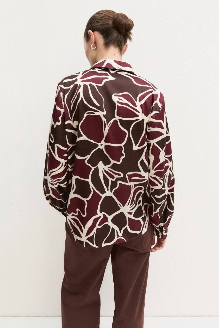 Camicia in twill stampato Marrone 2625116161200 002 EMME MARELLA