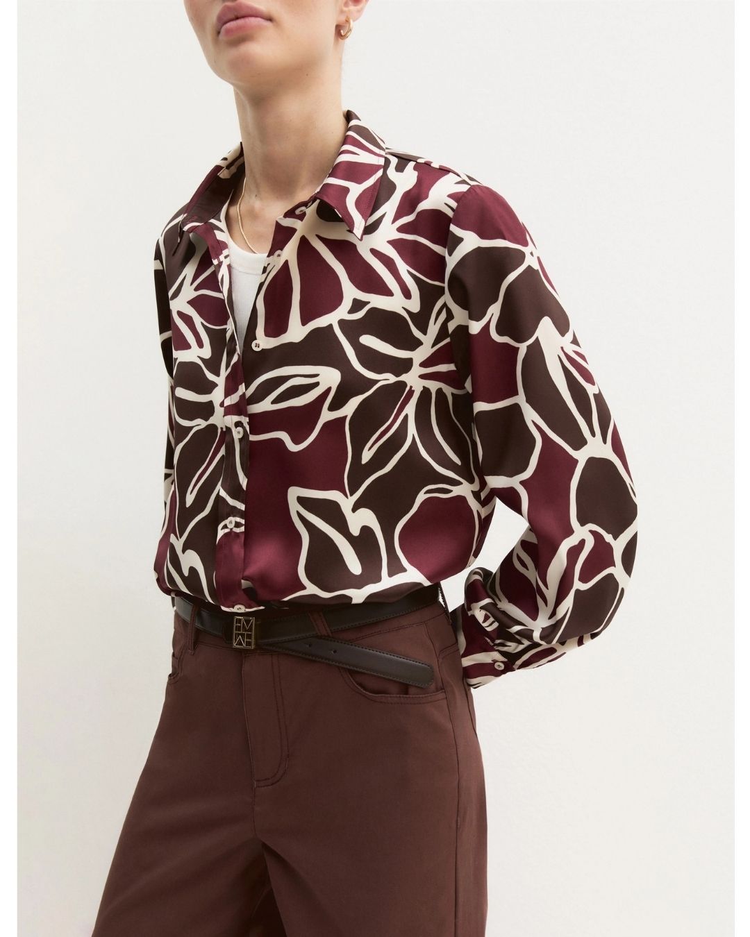 Camicia in twill stampato Marrone 2625116161200 002 EMME MARELLA