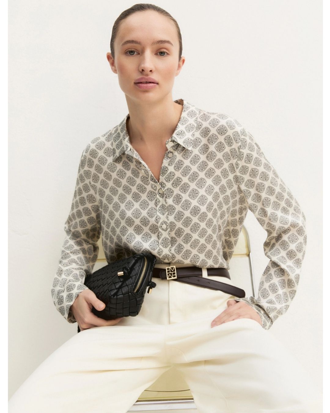 Camicia in raso stampato Bianco lana 2625116191200 004 EMME MARELLA