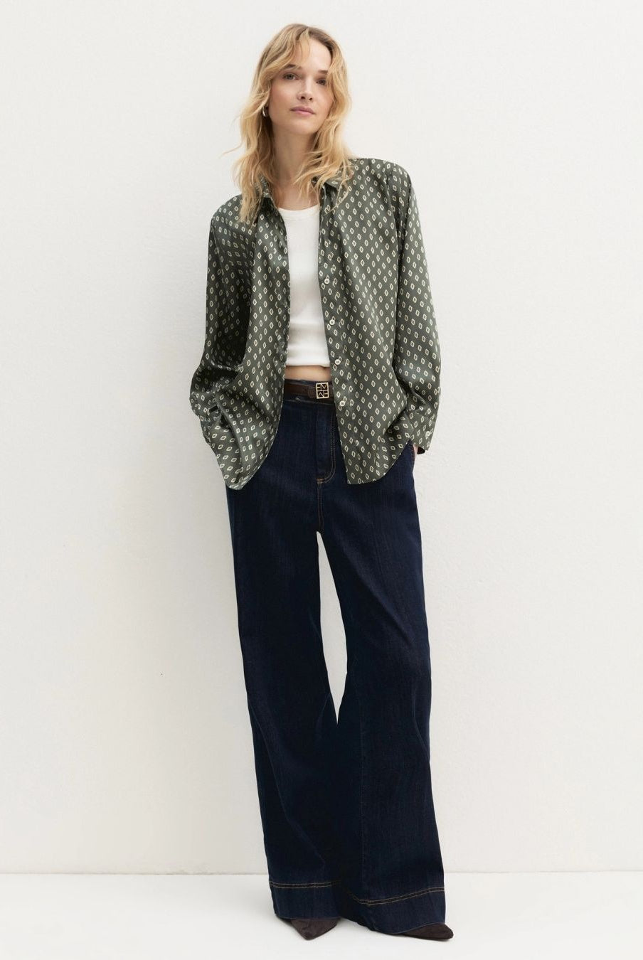 Camicia in twill stampato Salvia 2625116231200 003 EMME MARELLA