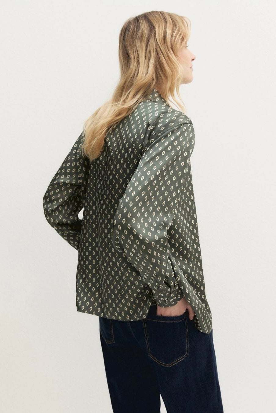 Camicia in twill stampato Salvia 2625116231200 003 EMME MARELLA