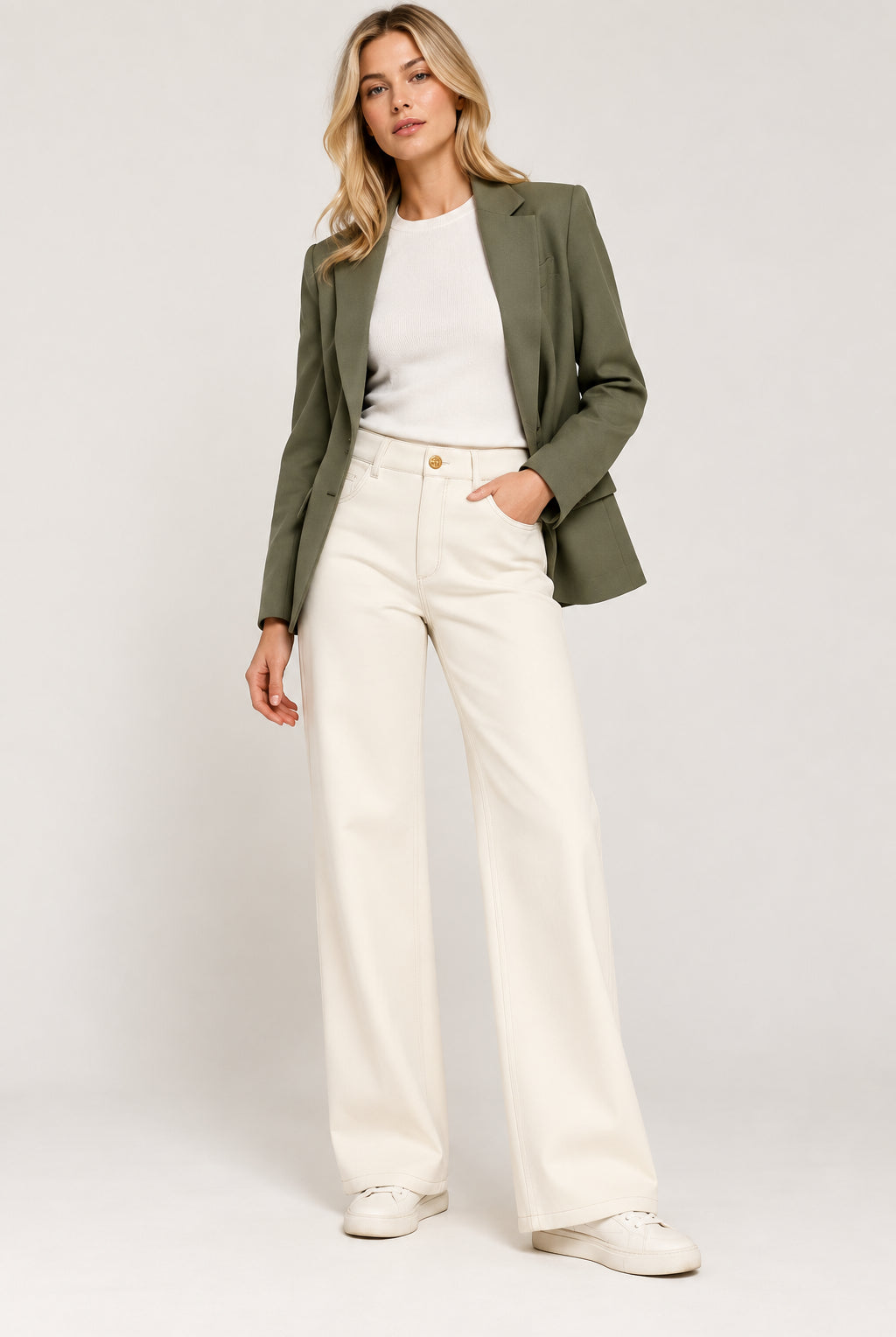 Emme Marella Pantalone Donna Emmfuxia Bianco Panna 2625136061200 001 EMME MARELLA