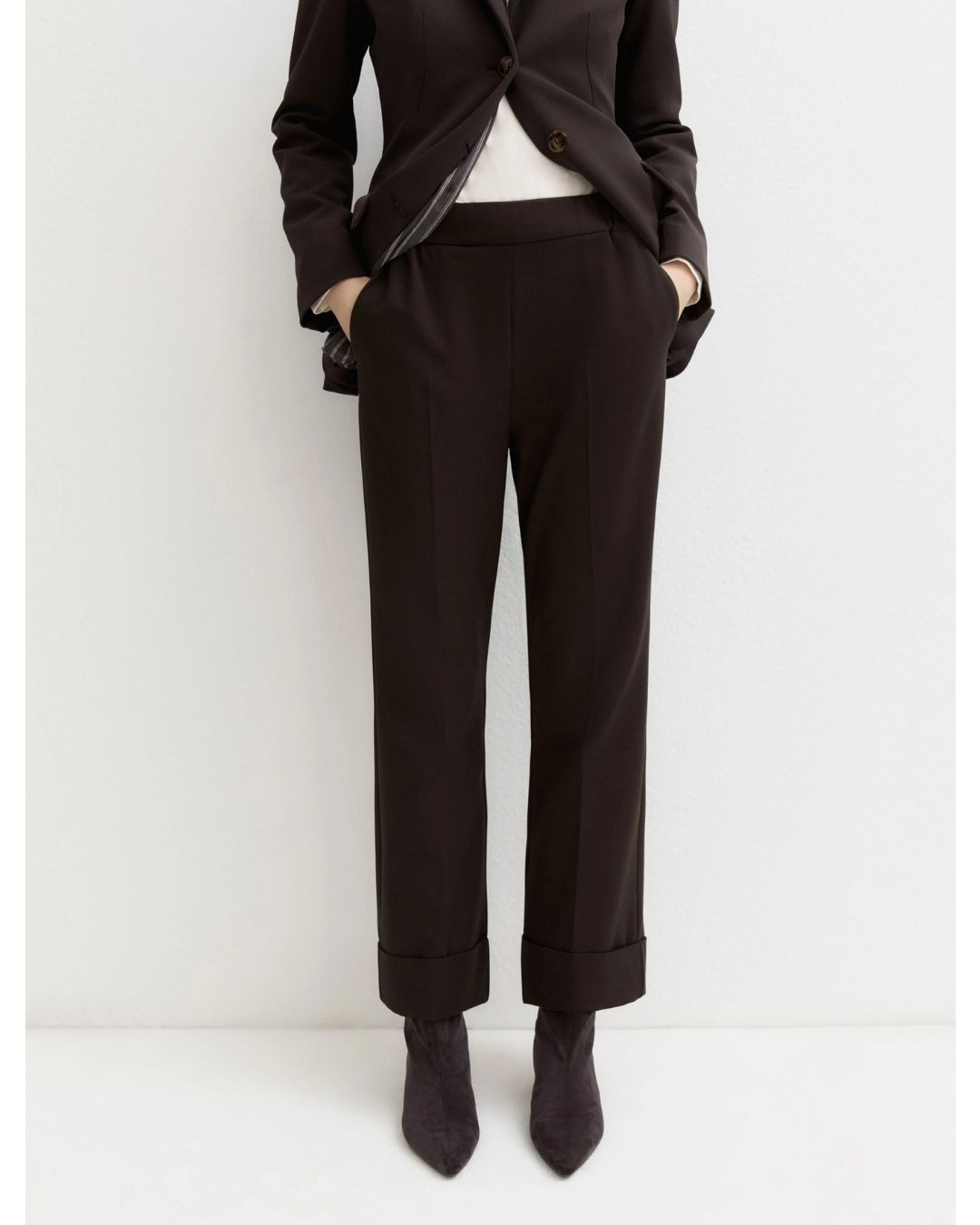 Pantalone in gabardina stretch Testa di moro 2625136082200 009 EMME MARELLA