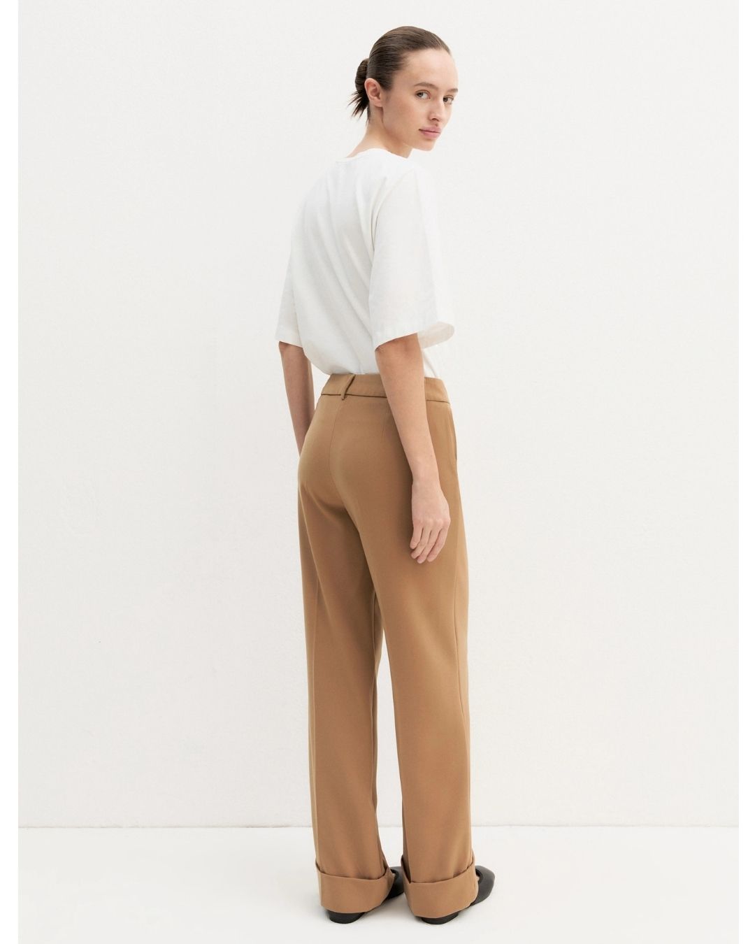 Pantalone in twill stretch Cammello 2625136191200 001 EMME MARELLA